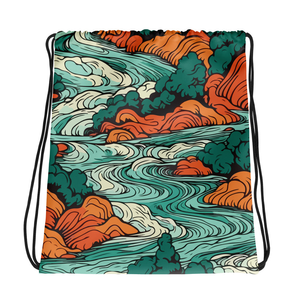 Oceanic Dreams: Women's Vibrant Print Drawstring Bag - Faith-Mark