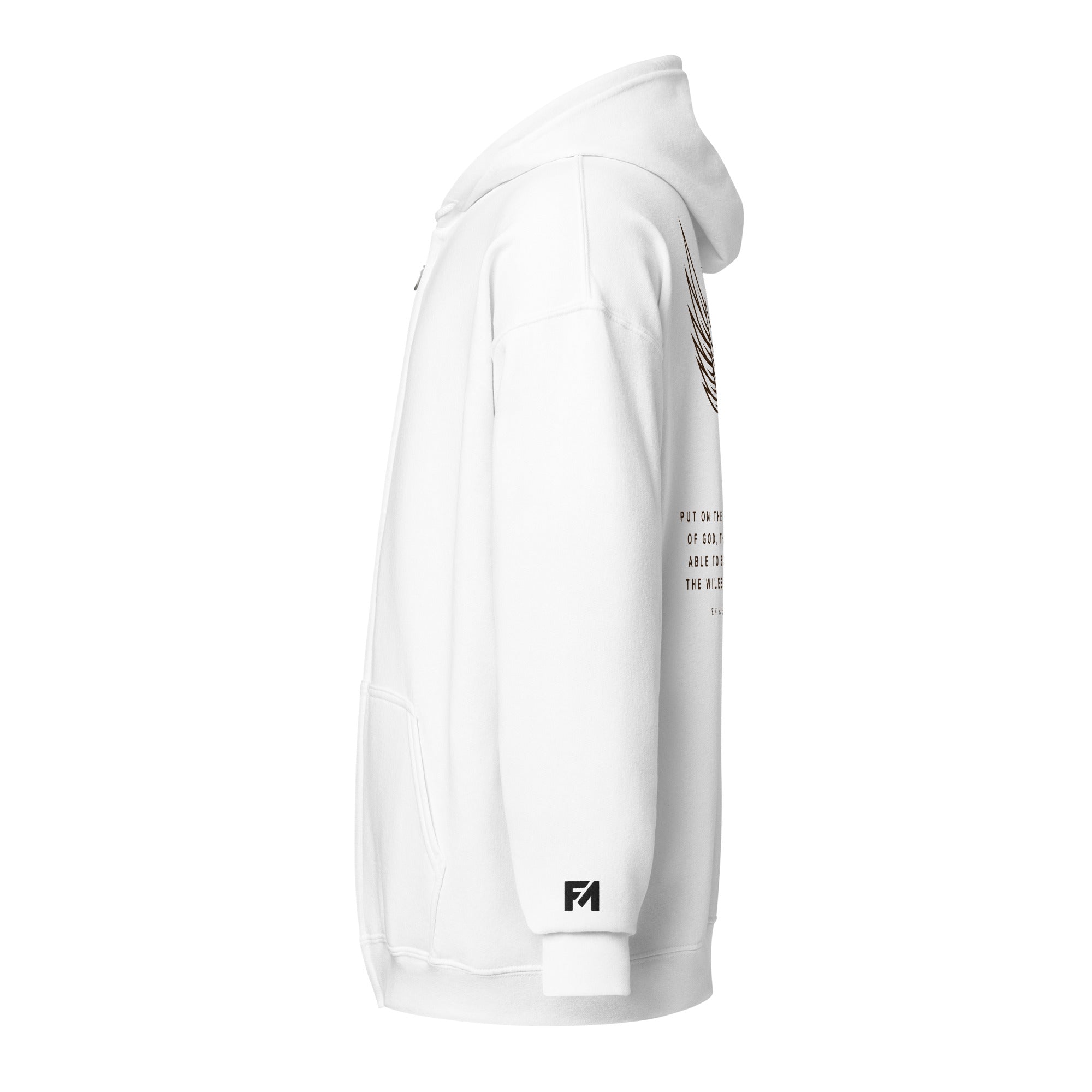 Armor of God: Men's Premium Zip Hoodie in White - Faith-Mark