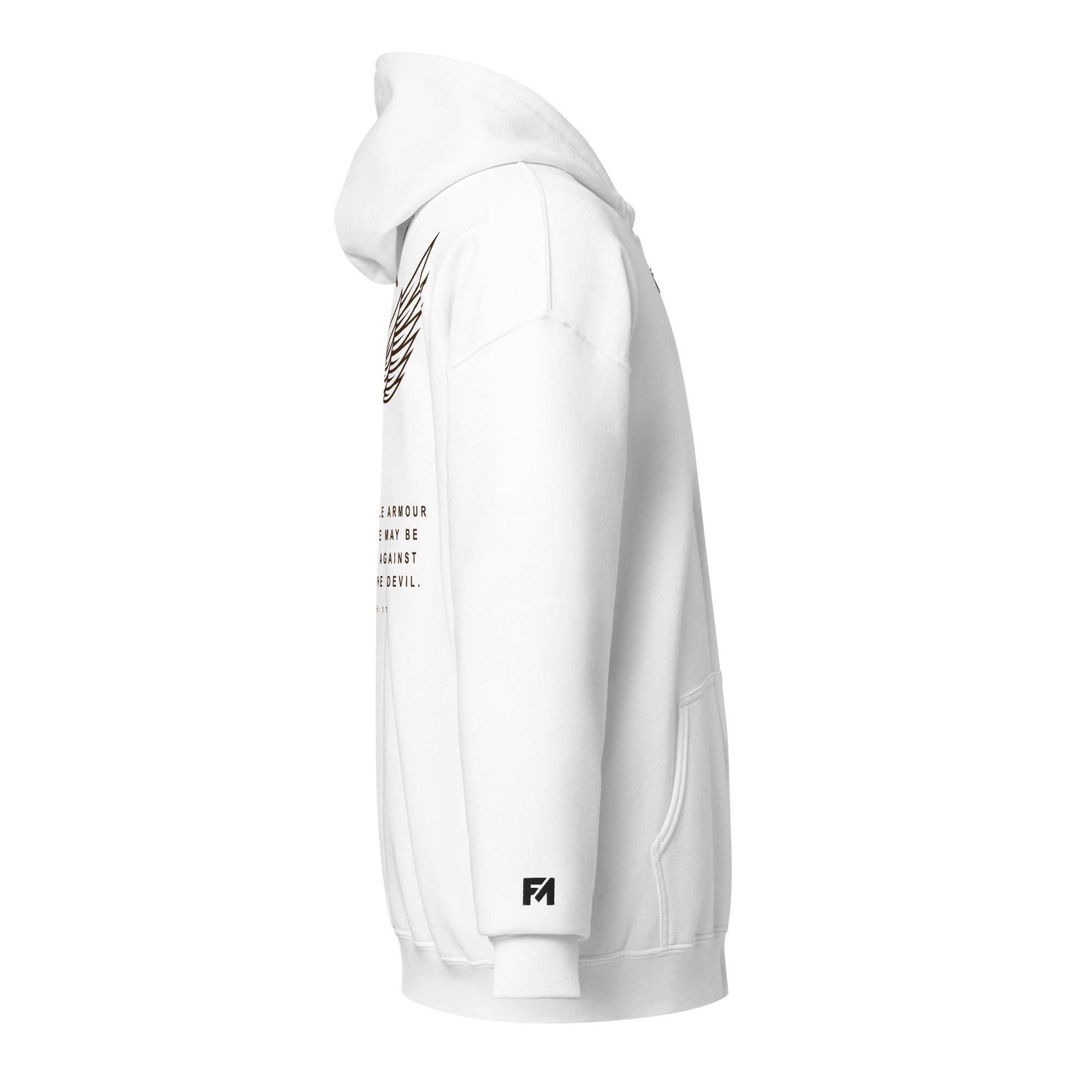 Armor of God: Men's Premium Zip Hoodie in White - Faith-Mark