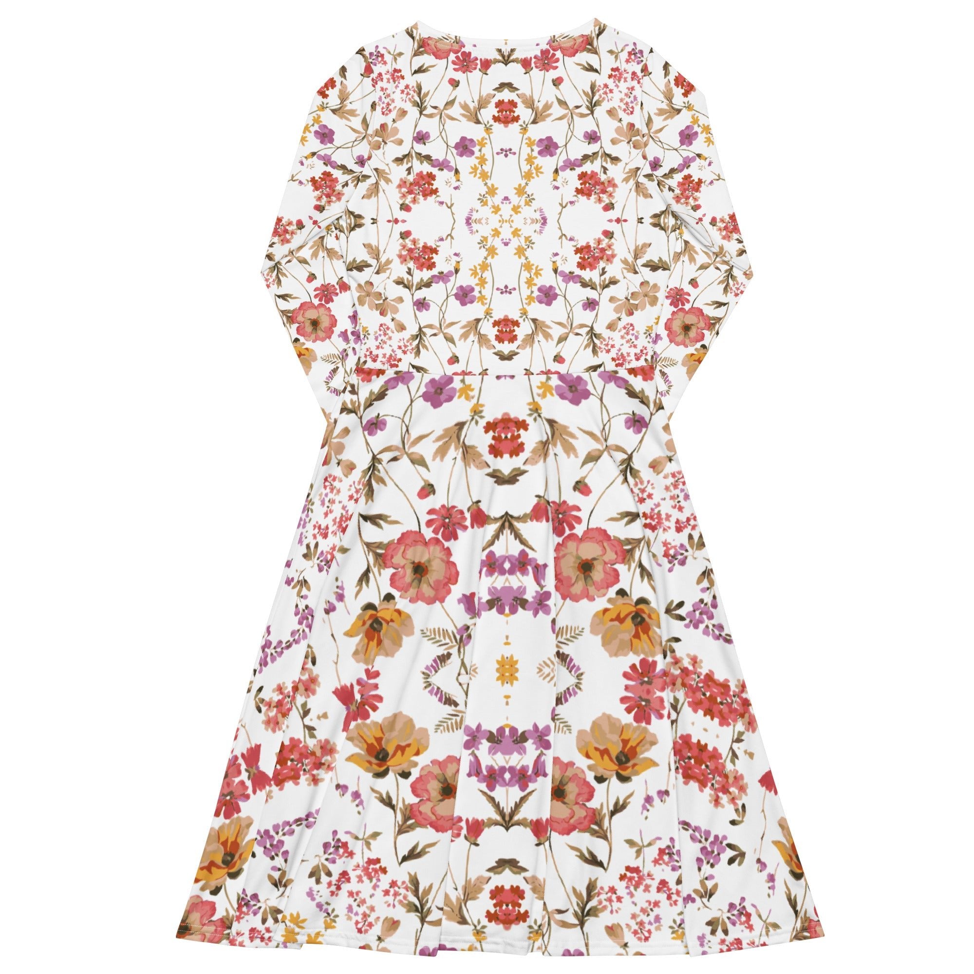 Autumn Elegance: Women's Floral Midi Dress - Faith-Mark