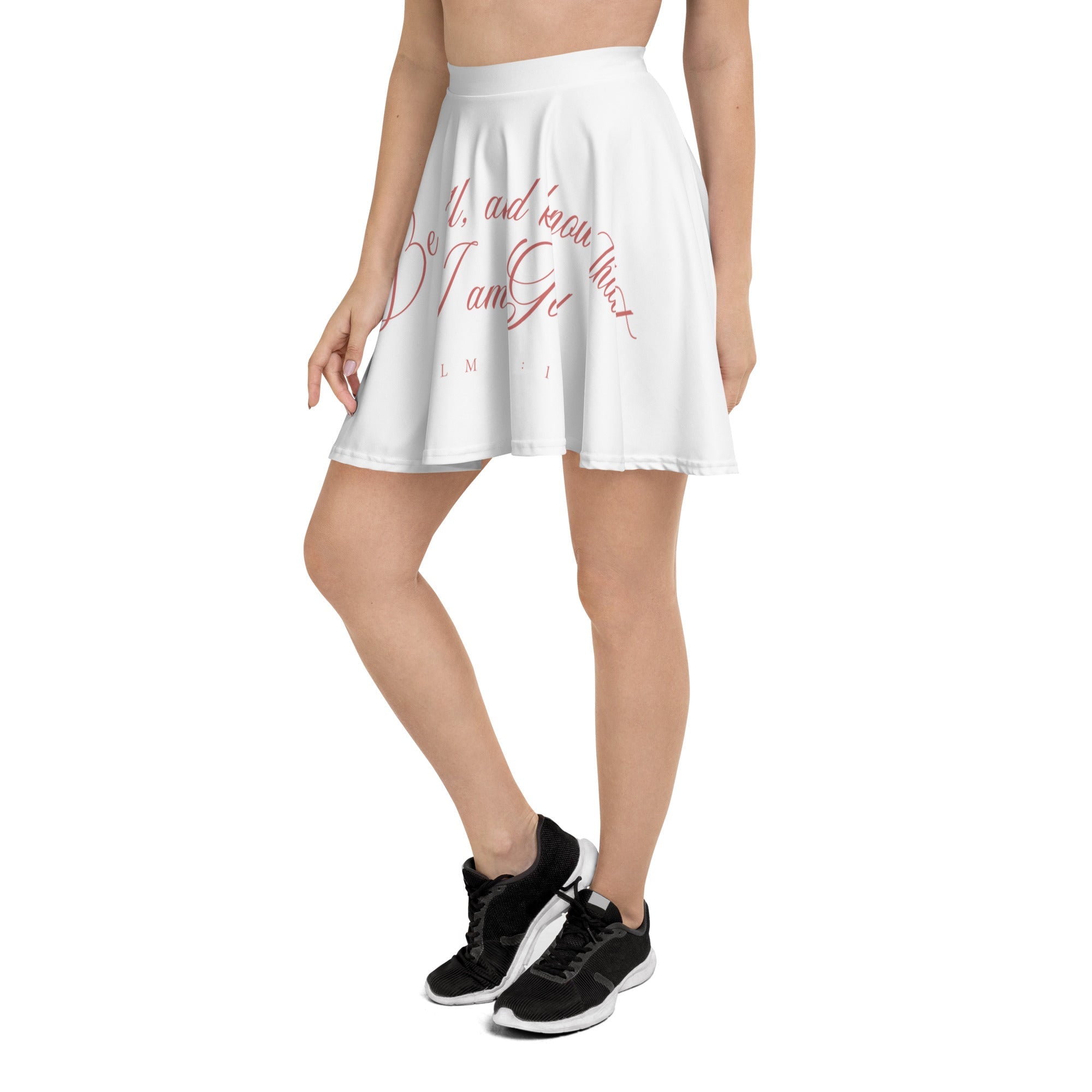 Be Still and Know: Women's Skater Skirt in White - Faith-Mark