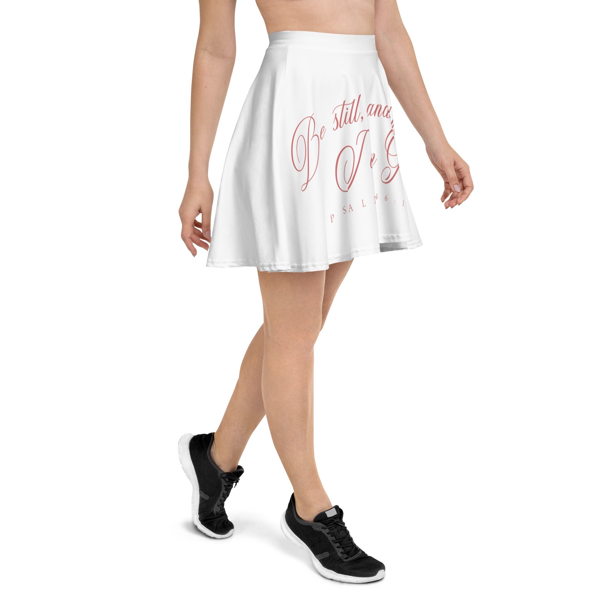 Be Still and Know: Women's Skater Skirt in White - Faith-Mark