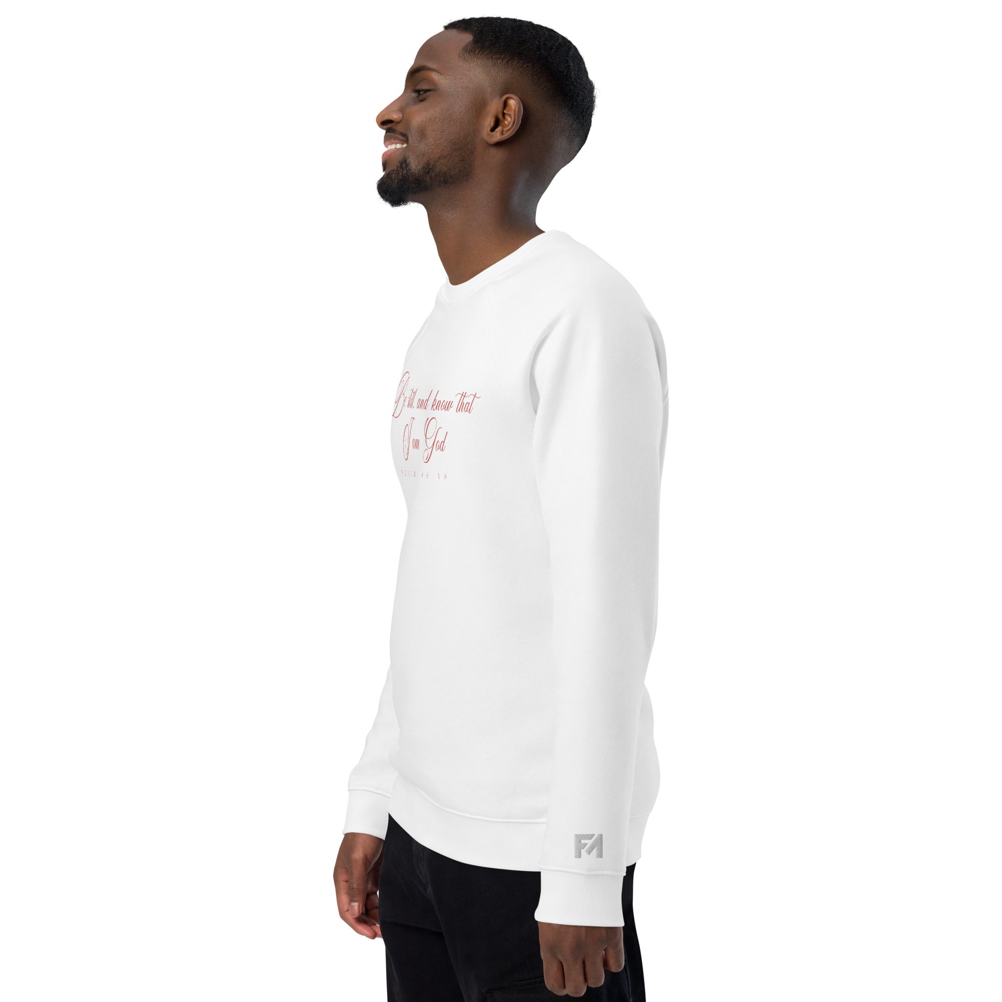 Be Still: Men's Organic Raglan Sweatshirt - Faith-Mark