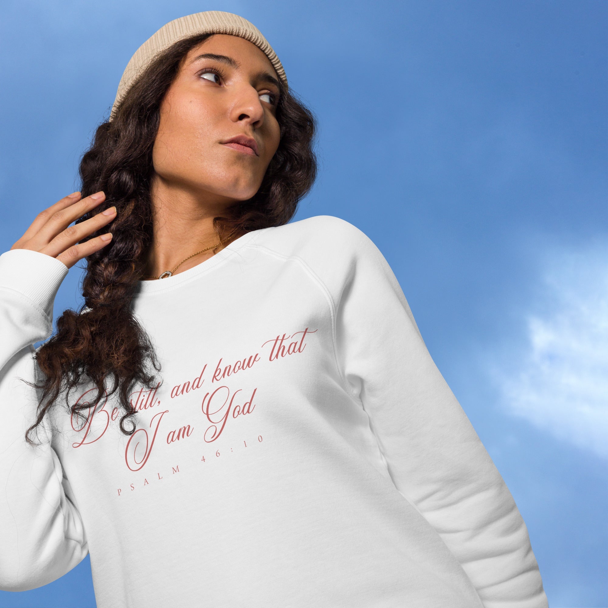 Be Still: Women's Organic Raglan Sweatshirt - Faith-Mark