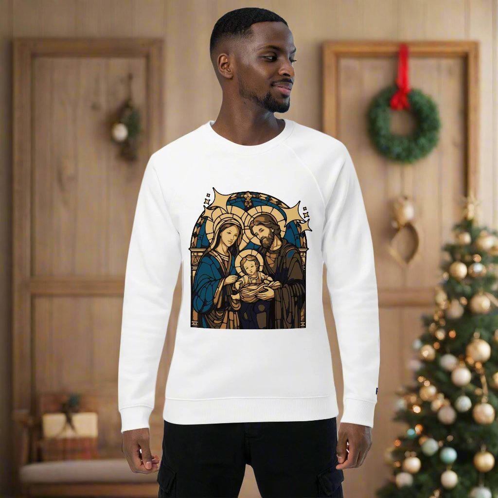 Christmas Nativity Scene: Men’s Organic Sweatshirt - Faith-Mark