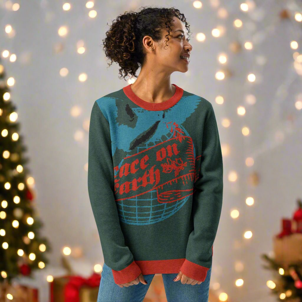 Peace on Earth: Women’s Ugly Christmas Sweater - Faith-Mark