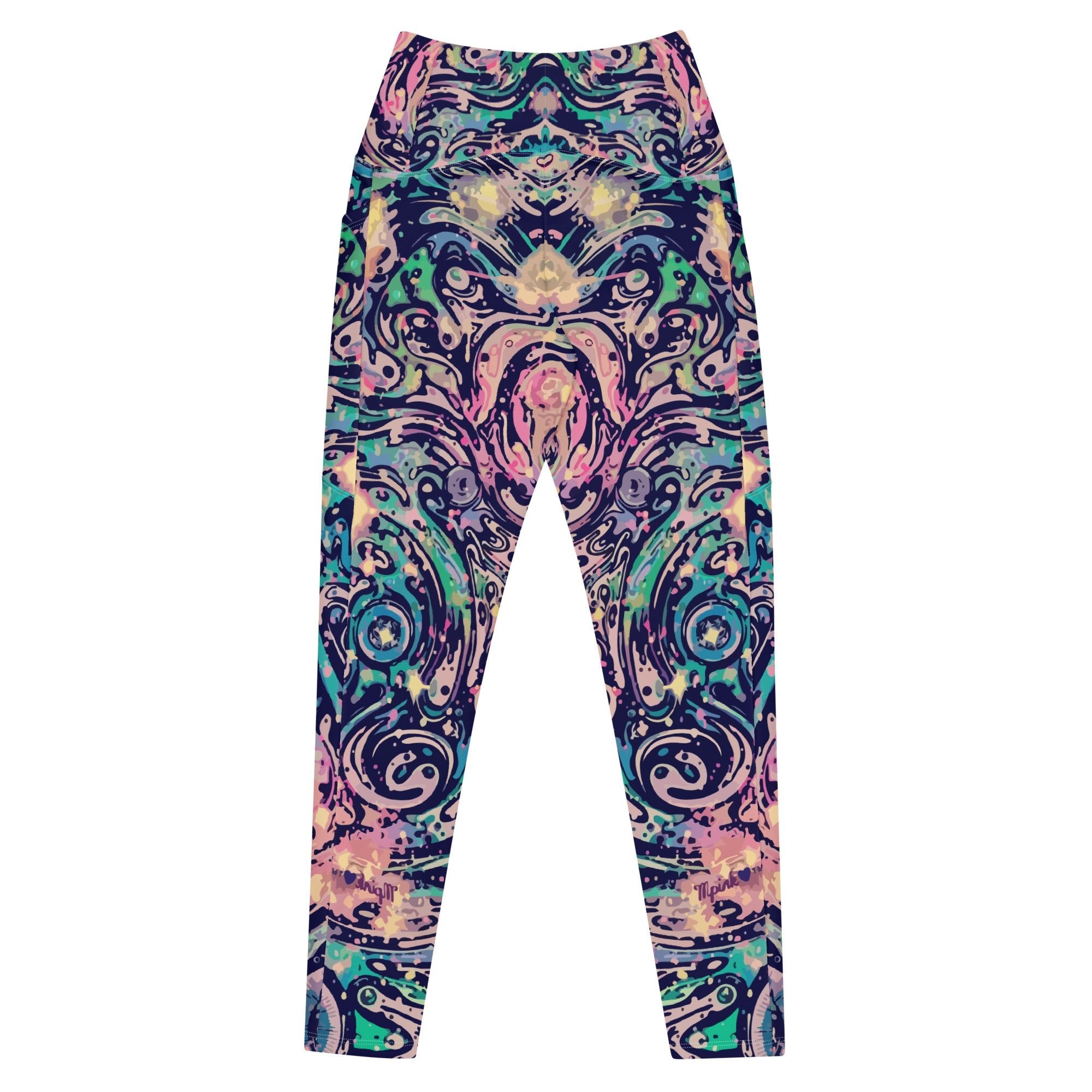 Cosmic Bloom: Women's High-Waisted Pocket Leggings - Faith-Mark