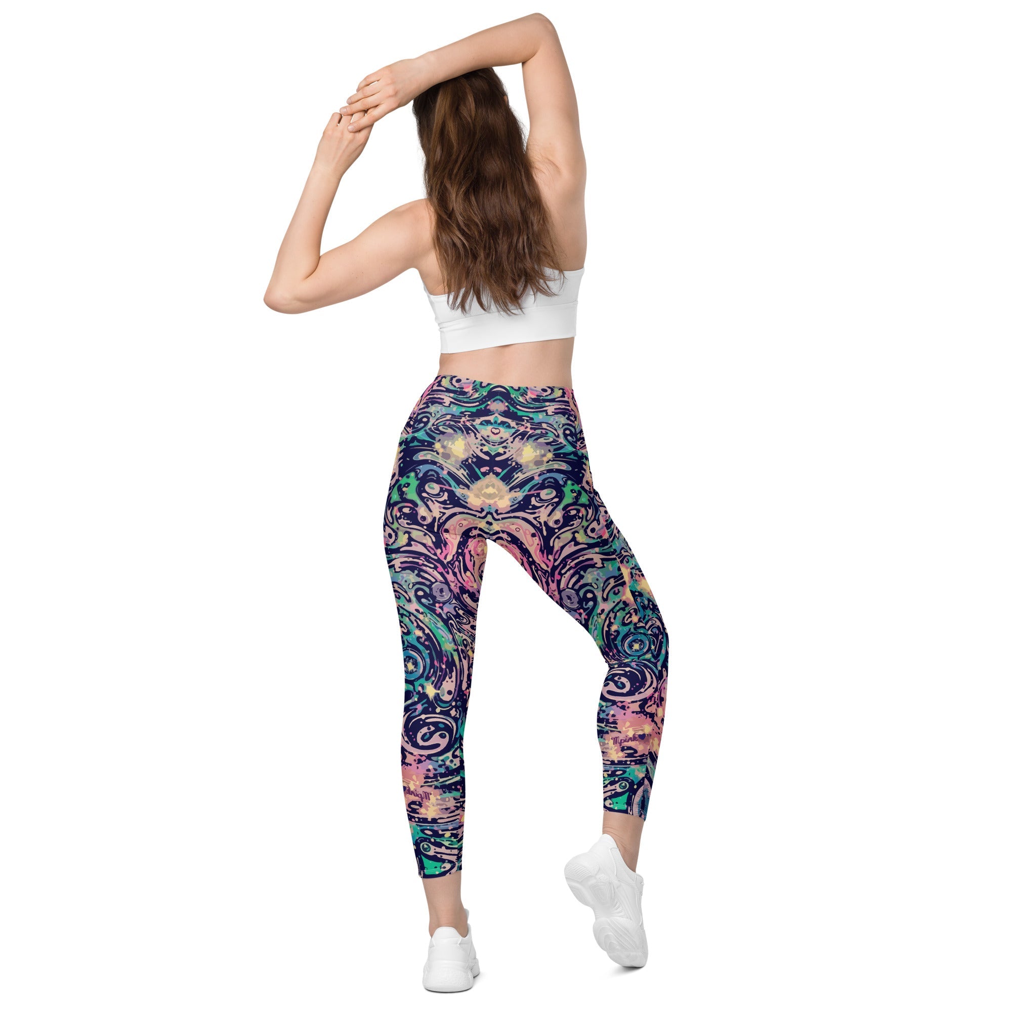 Cosmic Bloom: Women's High-Waisted Pocket Leggings - Faith-Mark