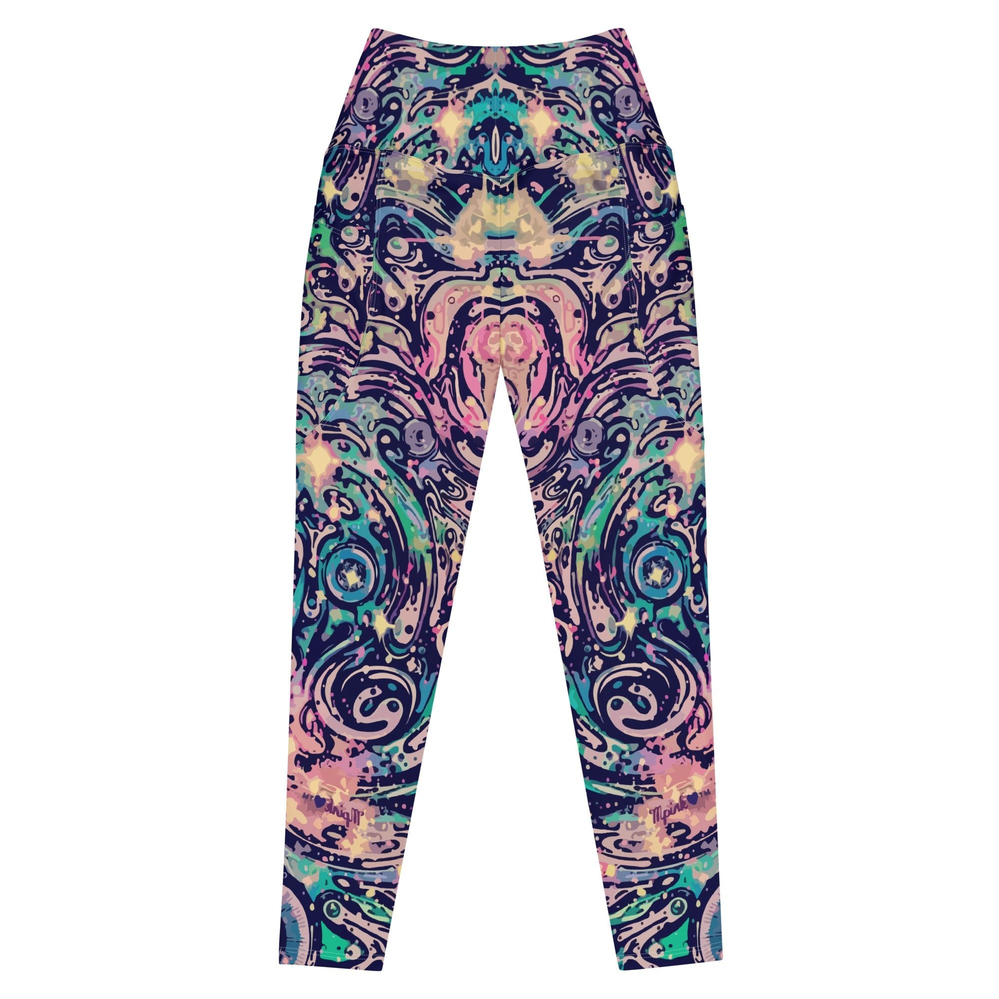 Cosmic Bloom: Women's High-Waisted Pocket Leggings - Faith-Mark