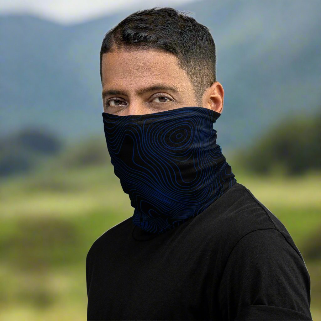 Deep Blue Waves: Men's Multifunctional Neck Gaiter - Faith-Mark