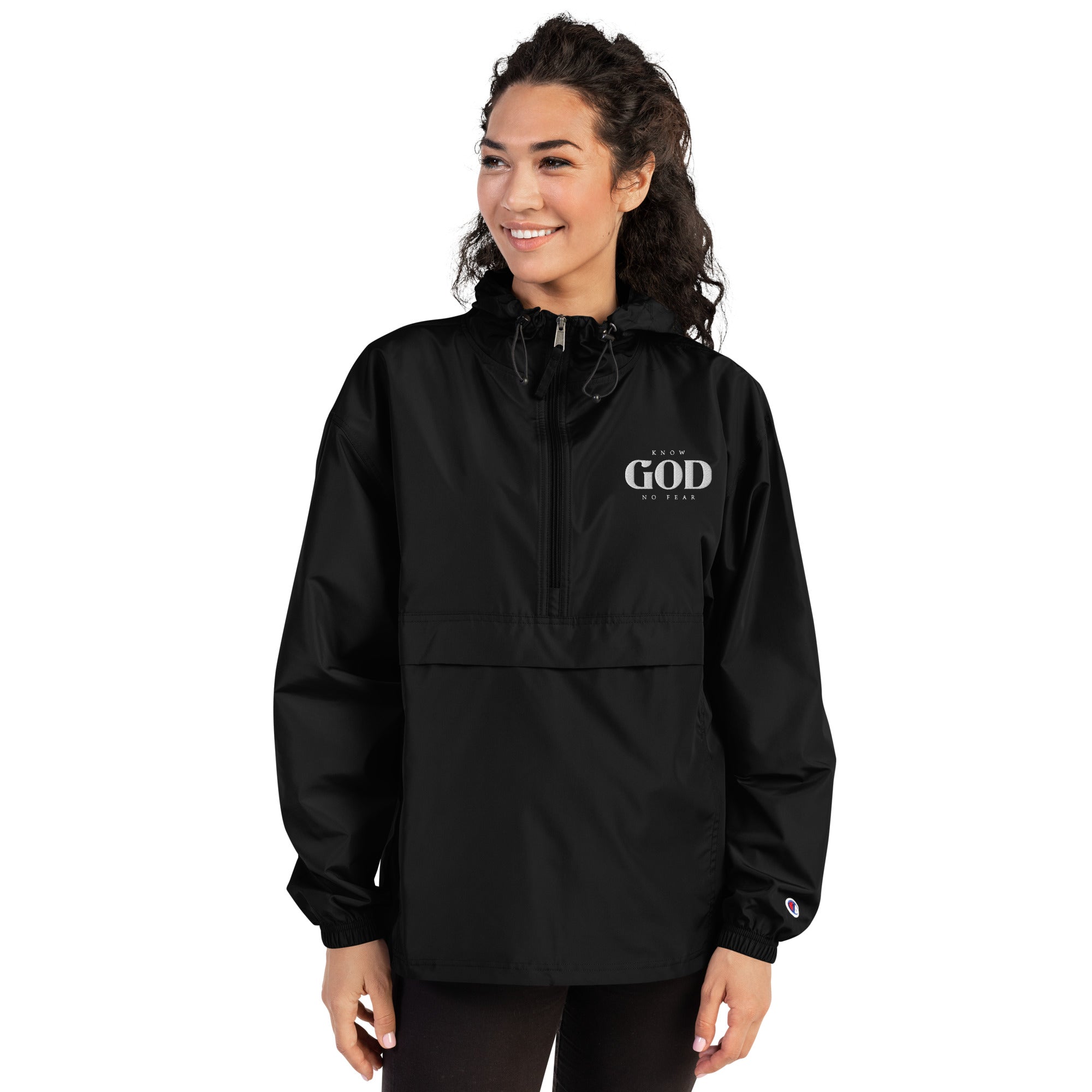 Faith-Mark x Champion Know God, No Fear: Women's Packable Jacket - Faith-Mark