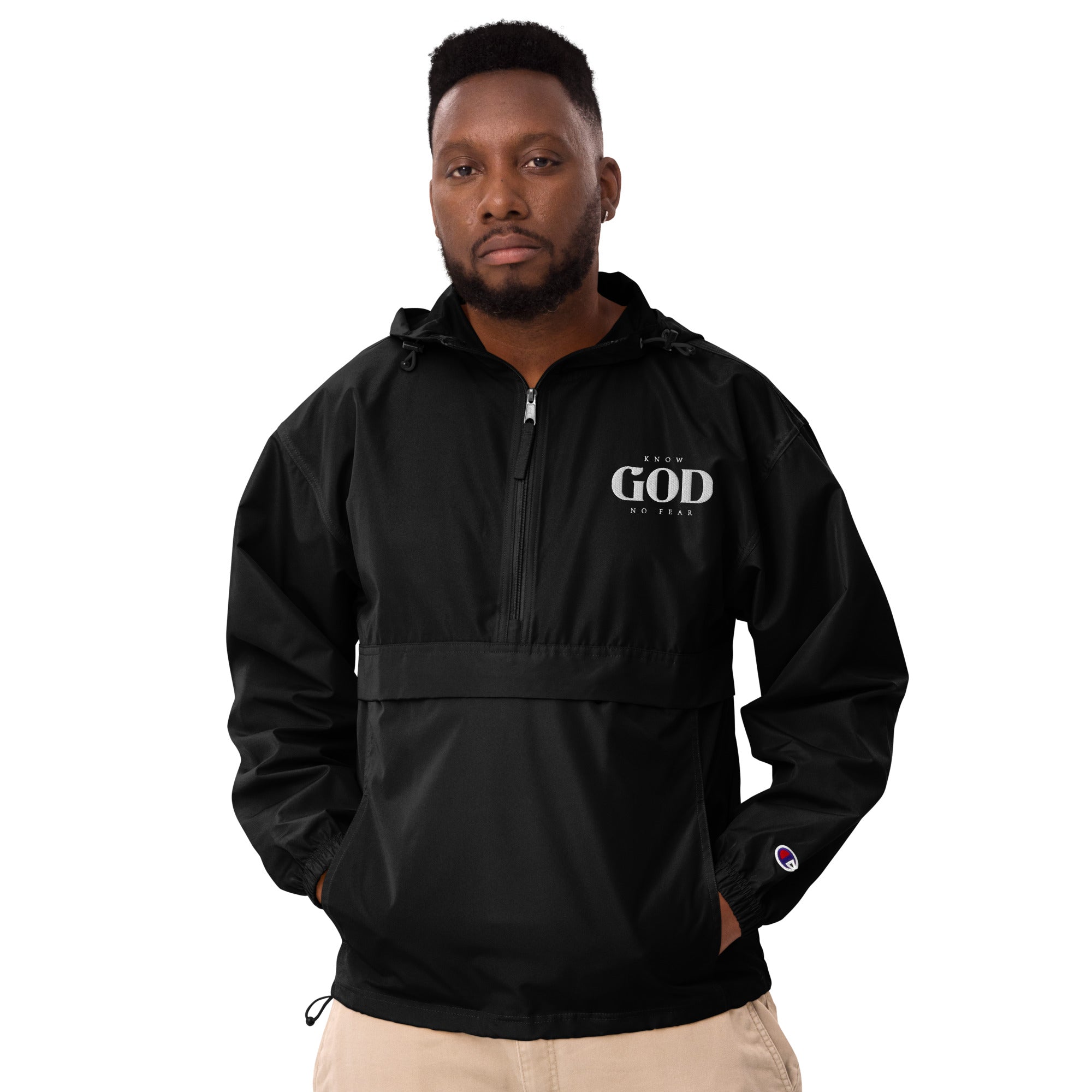 Faith-Mark x Champion Know God, No Fear: Men's Packable Jacket - Faith-Mark