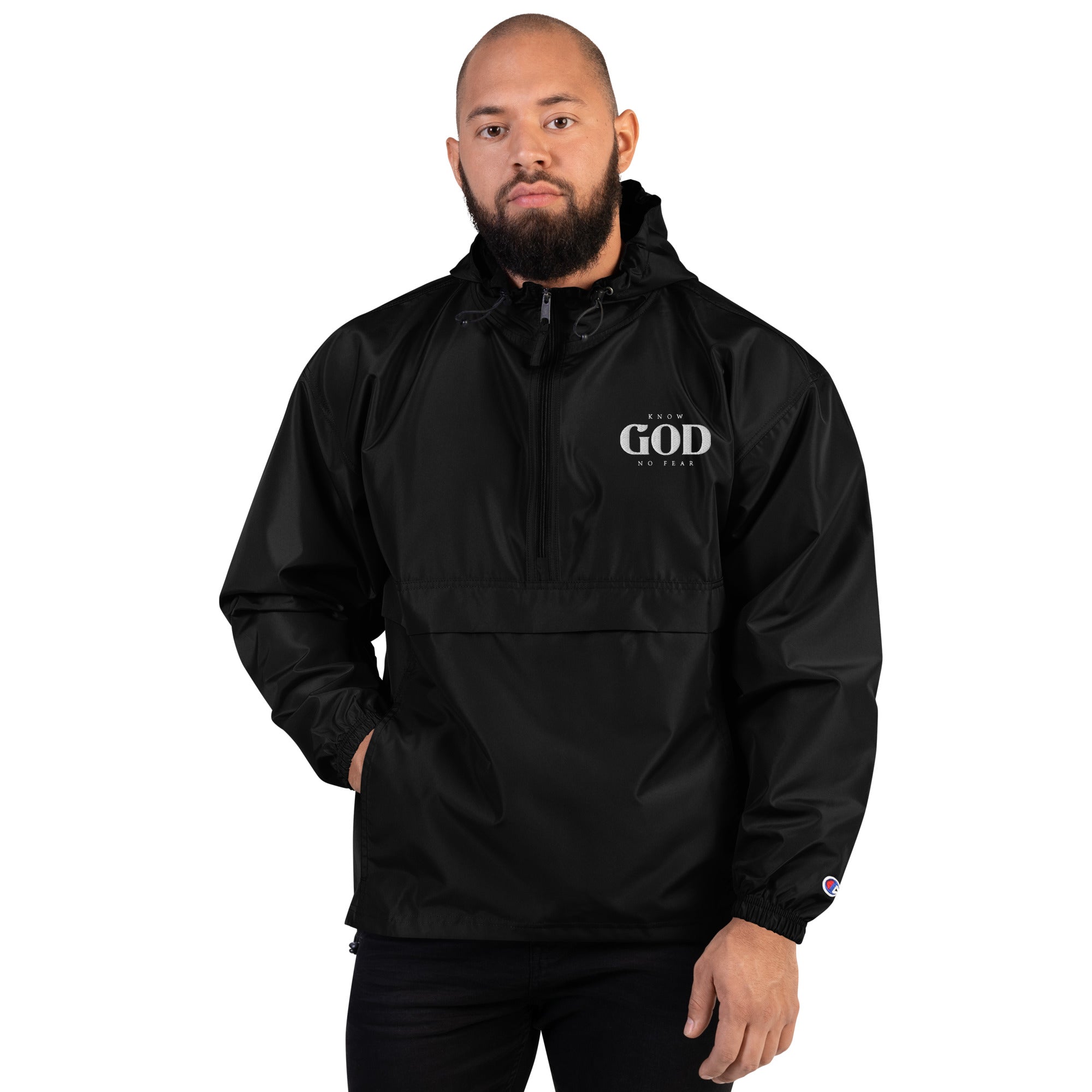 Faith-Mark x Champion Know God, No Fear: Men's Packable Jacket - Faith-Mark