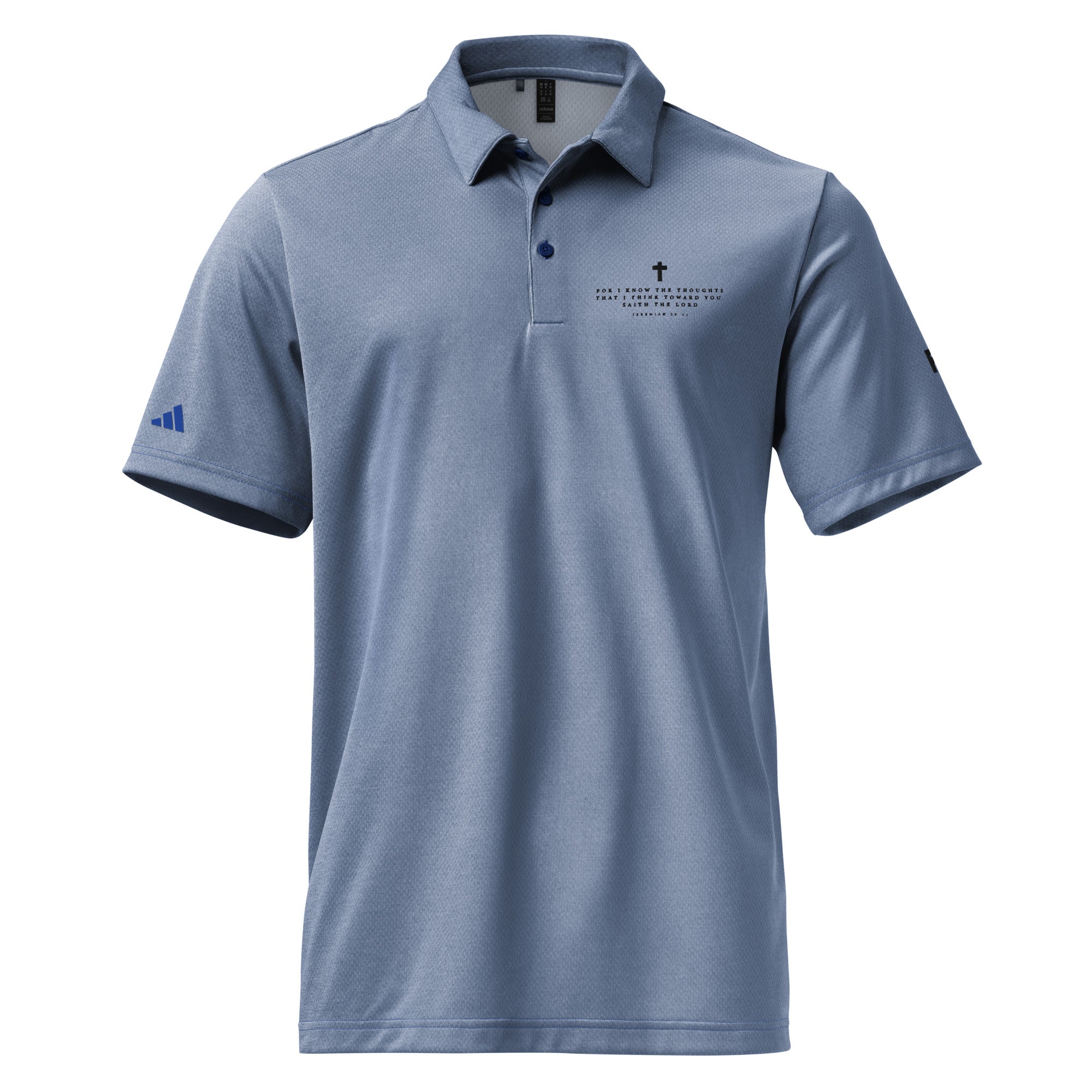 Faith-Mark x Adidas Thoughts Toward You: Men's Performance Polo in Blue - Faith-Mark