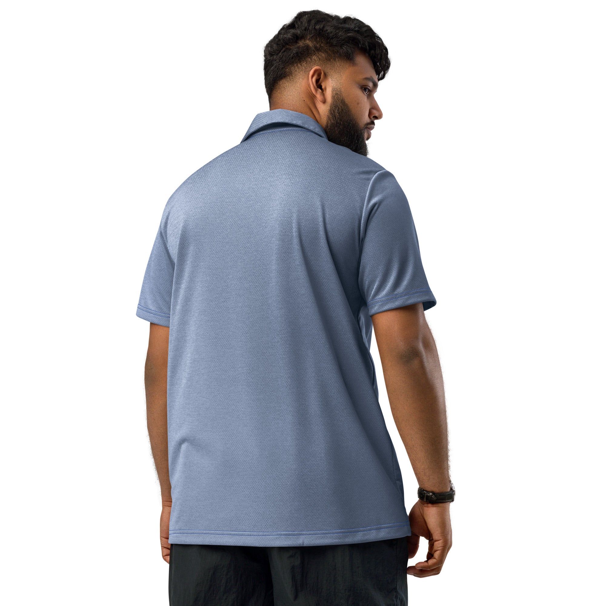 Faith-Mark x Adidas Thoughts Toward You: Men's Performance Polo in Blue - Faith-Mark