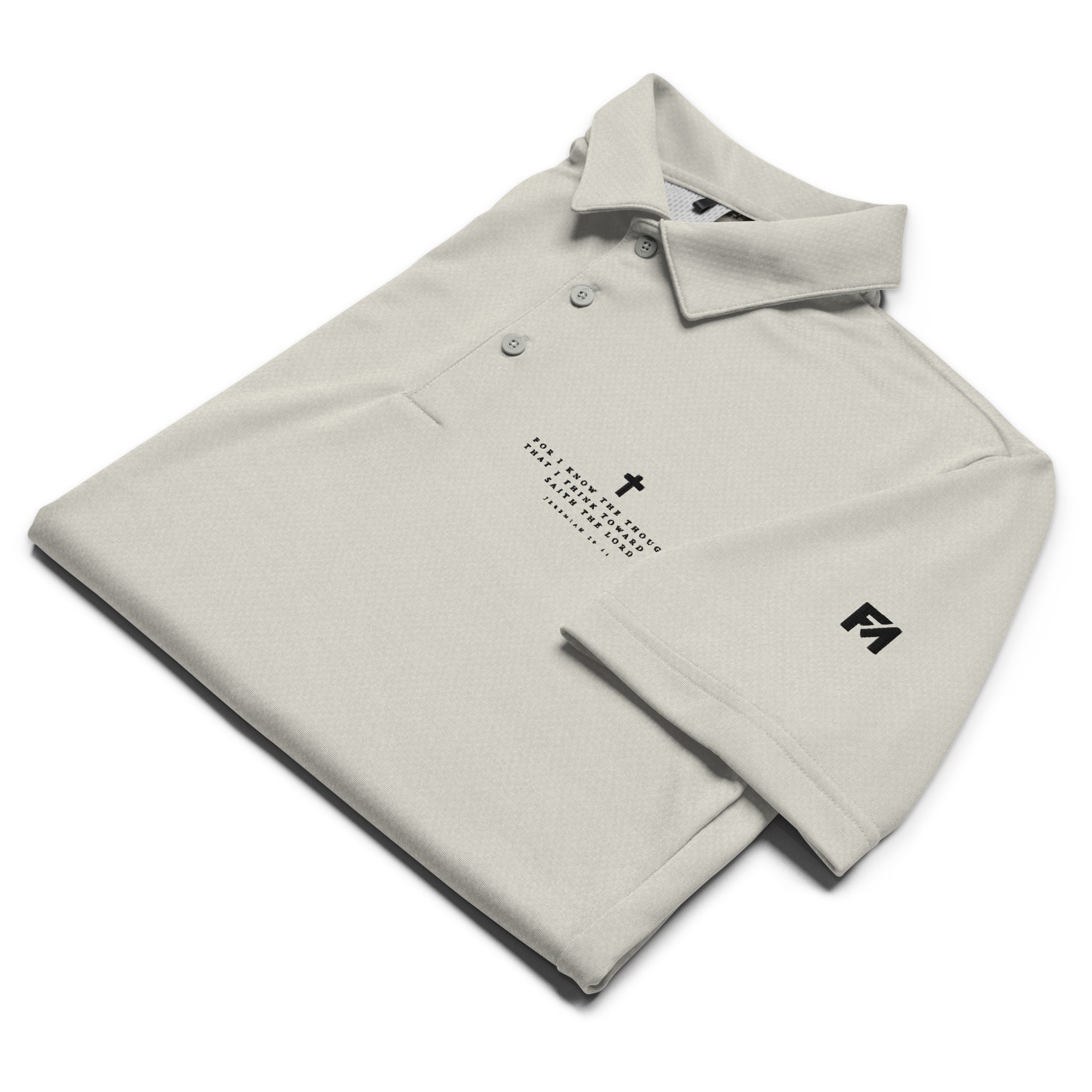 Faith-Mark x Adidas Thoughts Toward You: Men's Performance Polo in Cream - Faith-Mark