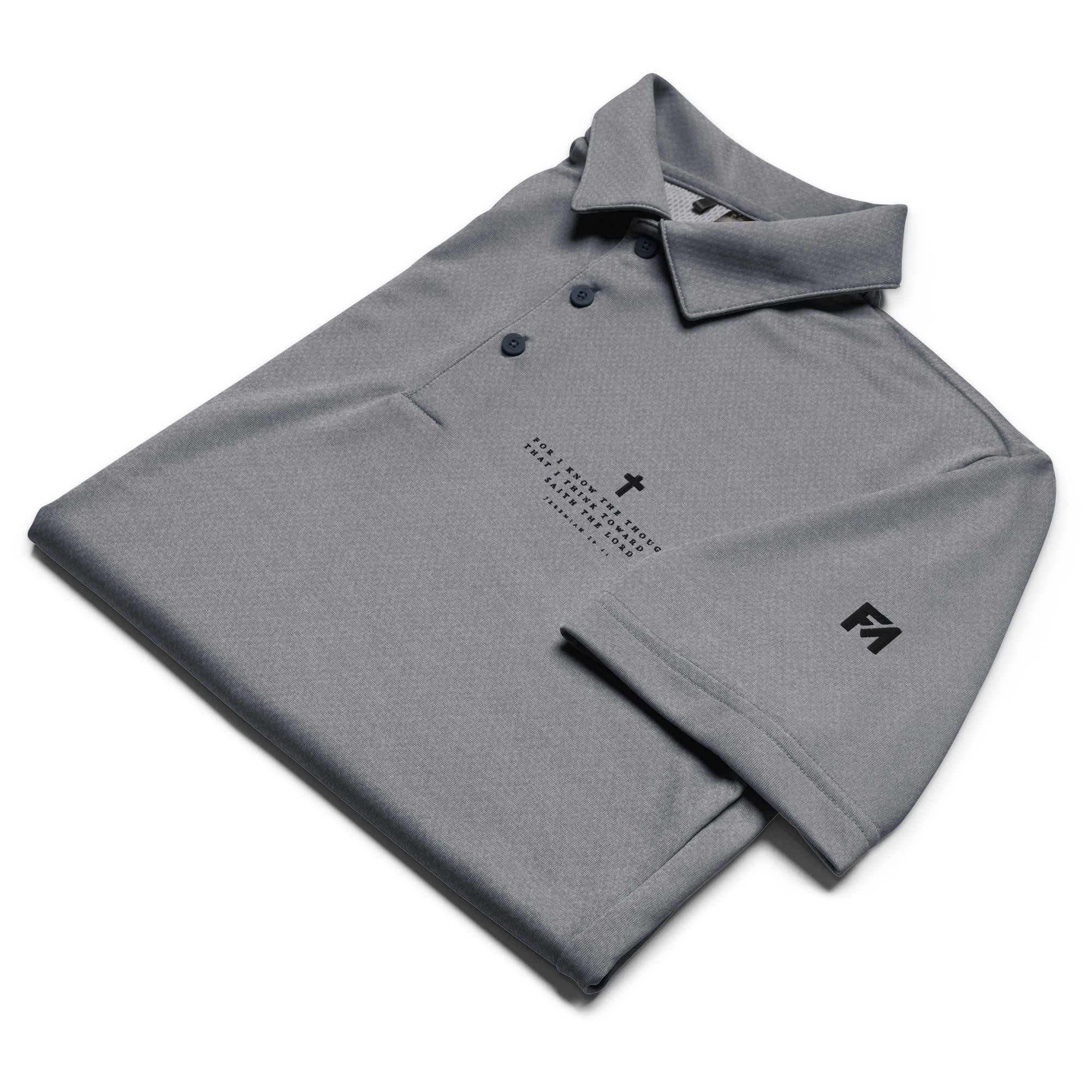 Faith-Mark x Adidas Thoughts Toward You: Men's Performance Polo in Grey - Faith-Mark