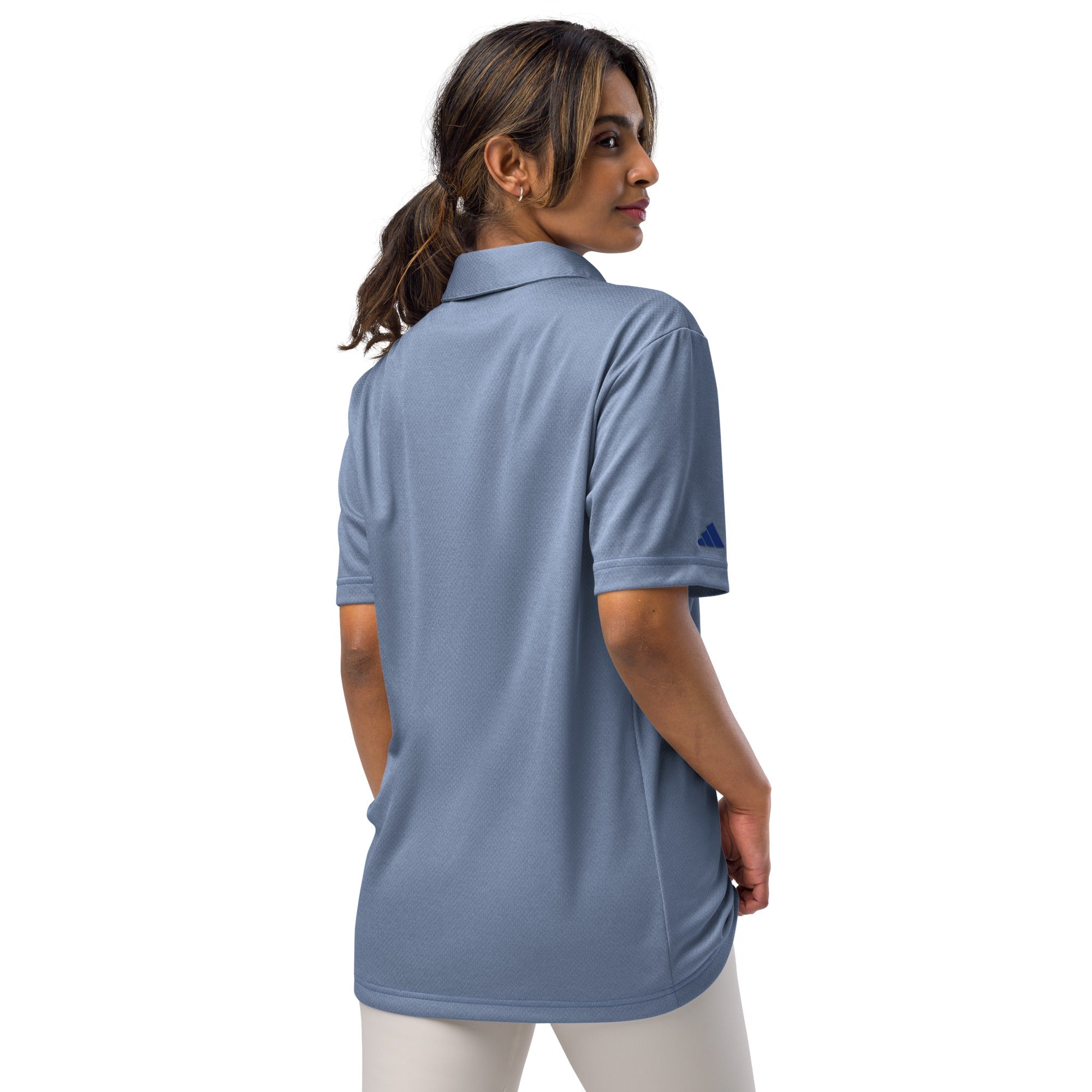 Faith-Mark x Adidas Thoughts Toward You: Women's Performance Polo in Blue - Faith-Mark