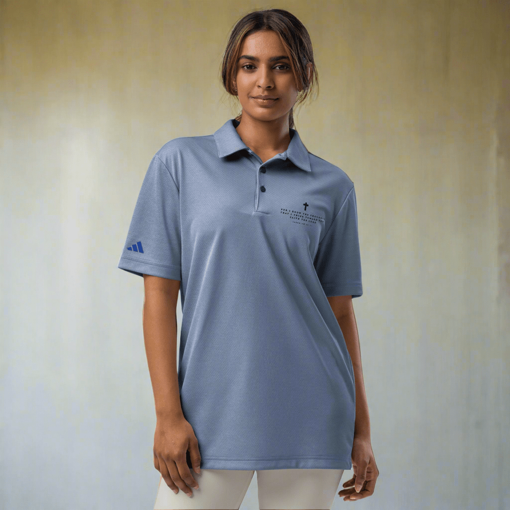 Faith-Mark x Adidas Thoughts Toward You: Women's Performance Polo in Blue - Faith-Mark