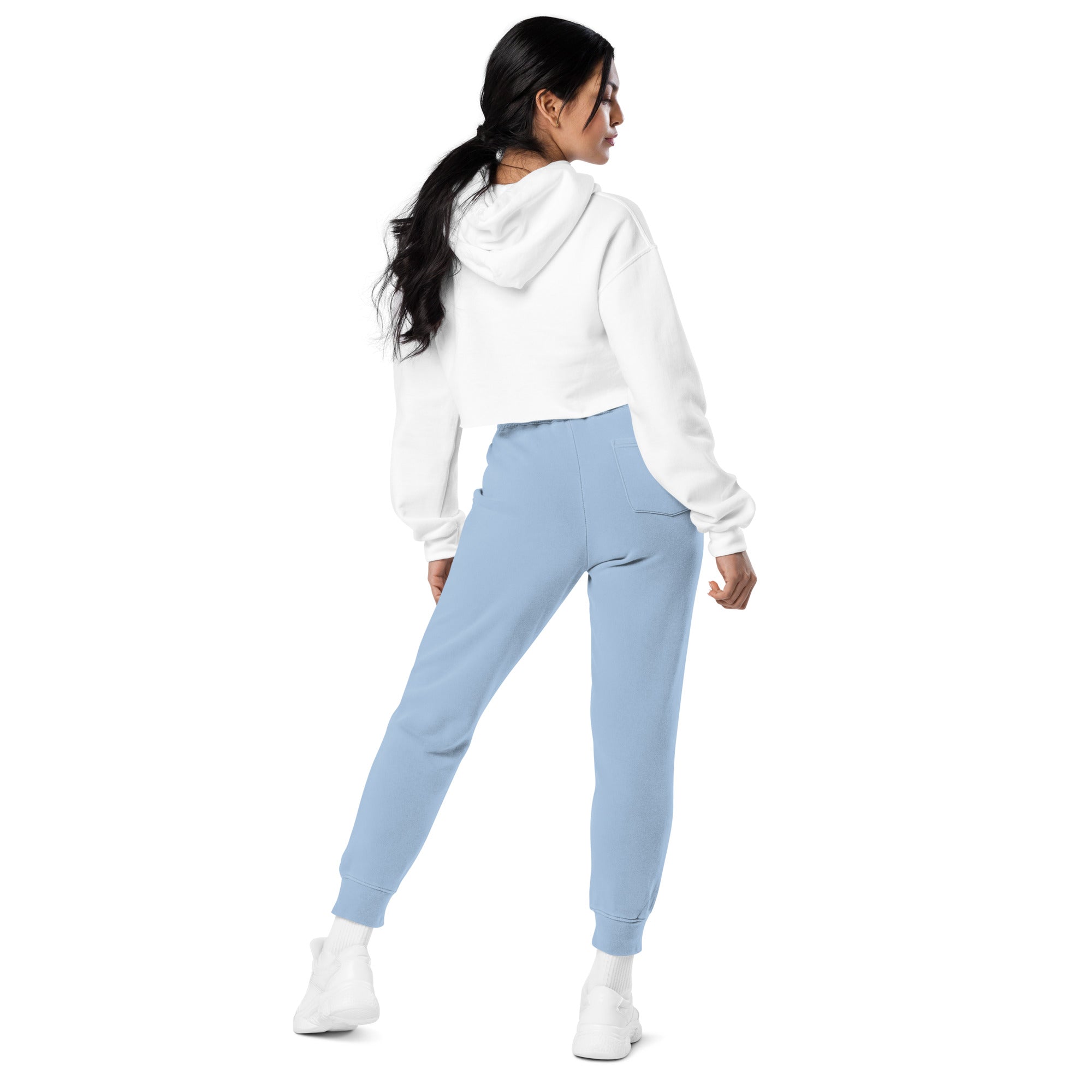 Faith Over Fear: Women's Pigment-Dyed Sweatpants in Blue - Faith-Mark