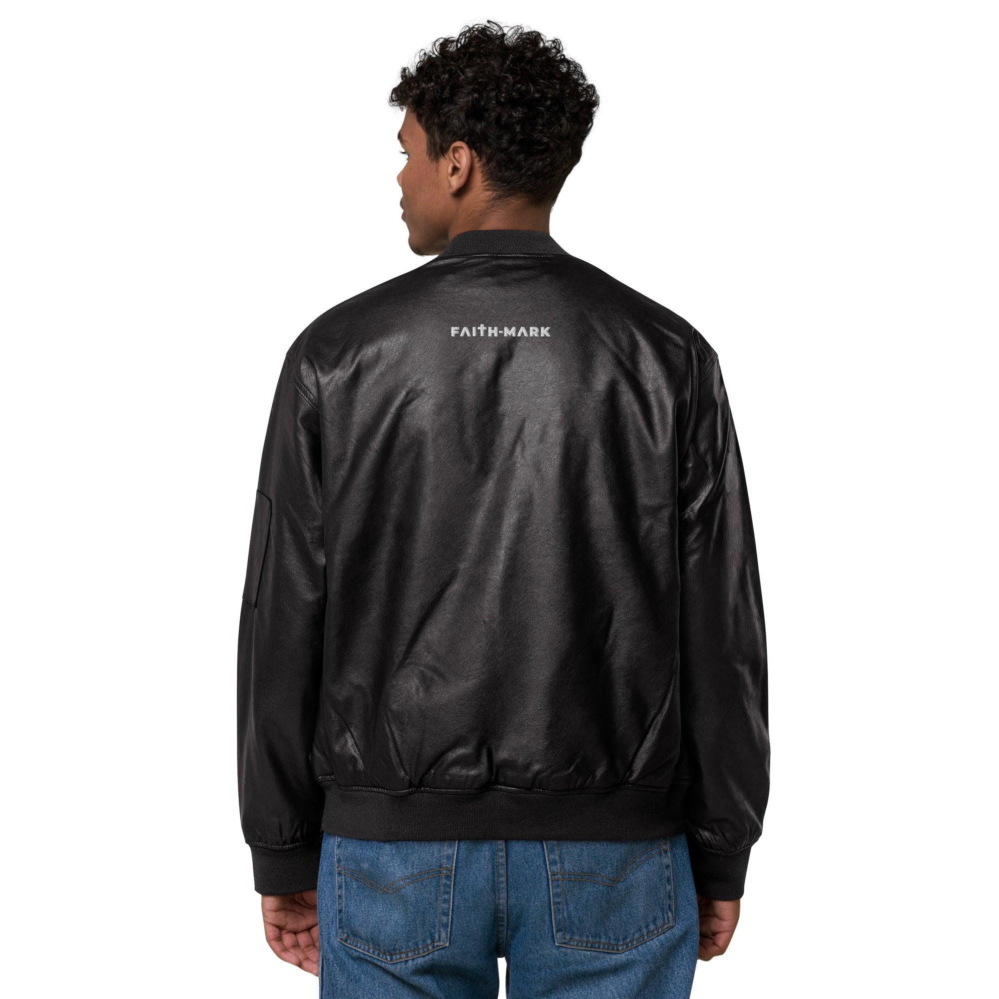 Know God, No Fear: Men's Leather Jacket in Black - Faith-Mark