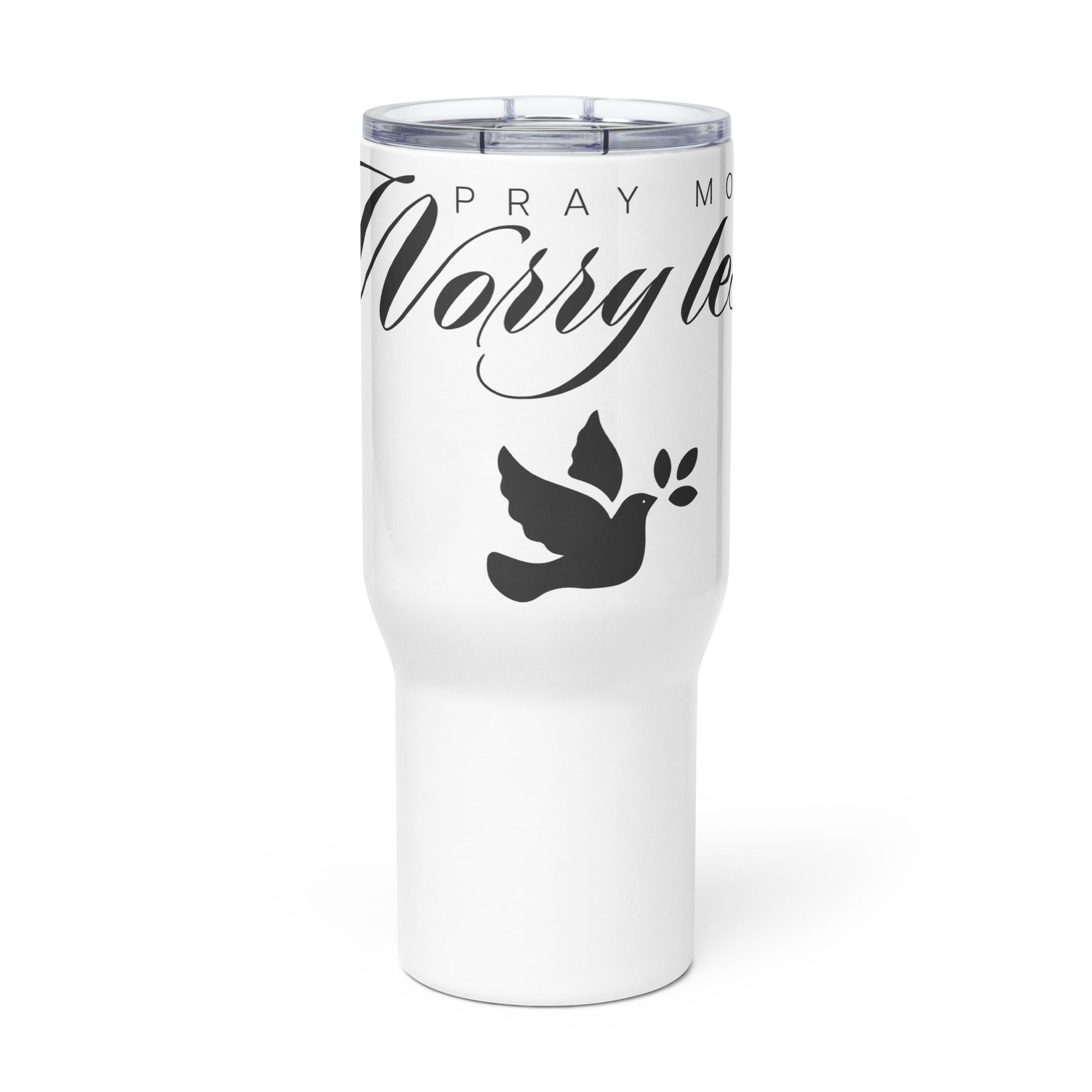 Pray More Worry Less: Travel Mug with Handle - Faith-Mark