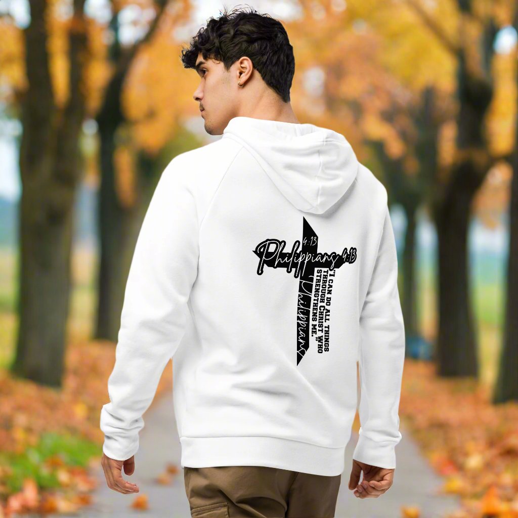 Strength in Christ: Men's Philippians 4:13 Fleece Hoodie - Faith-Mark