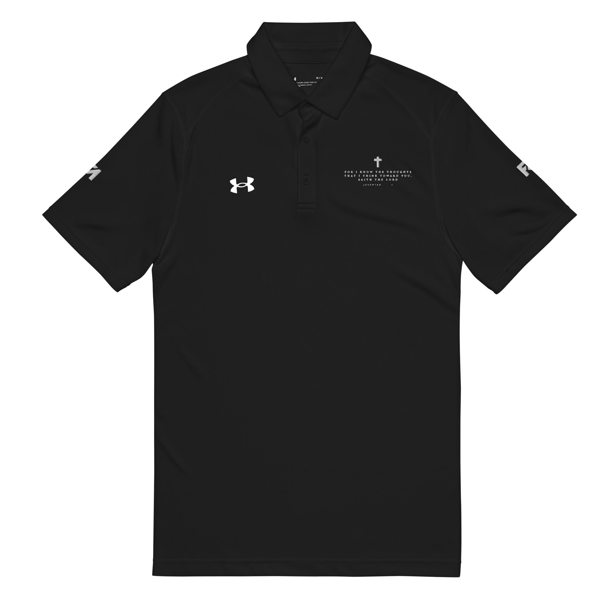 Faith-Mark x Under Armour Thoughts Toward You: Men's Performance Polo in Black - Faith-Mark