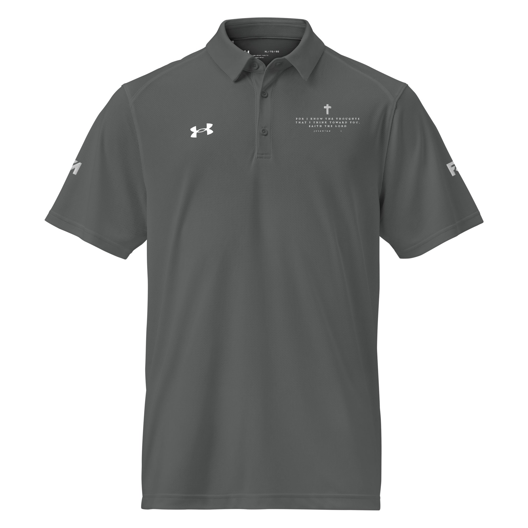 Faith-Mark x Under Armour Thoughts Toward You: Men's Performance Polo in Grey - Faith-Mark