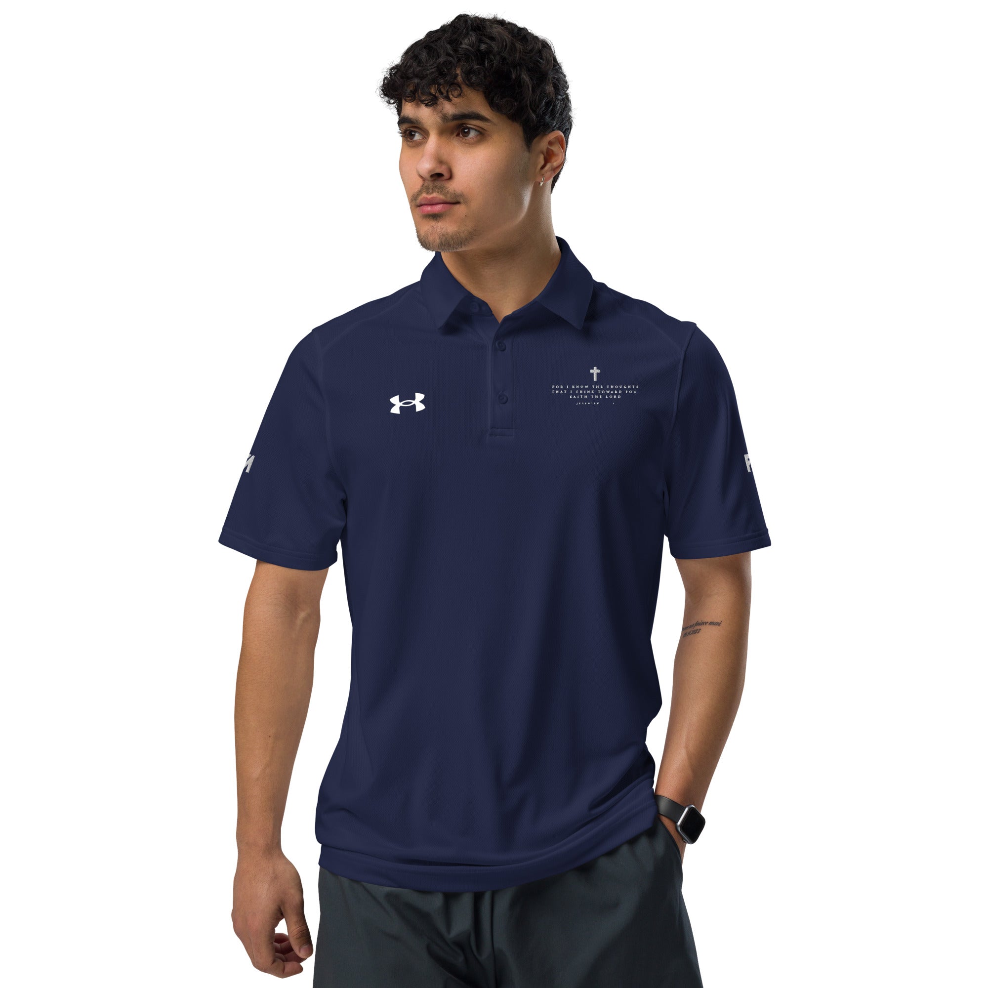 Faith-Mark x Under Armour Thoughts Toward You: Men's Performance Polo in Navy - Faith-Mark