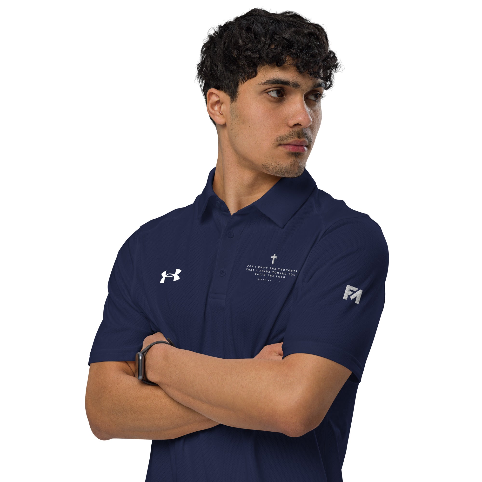 Faith-Mark x Under Armour Thoughts Toward You: Men's Performance Polo in Navy - Faith-Mark