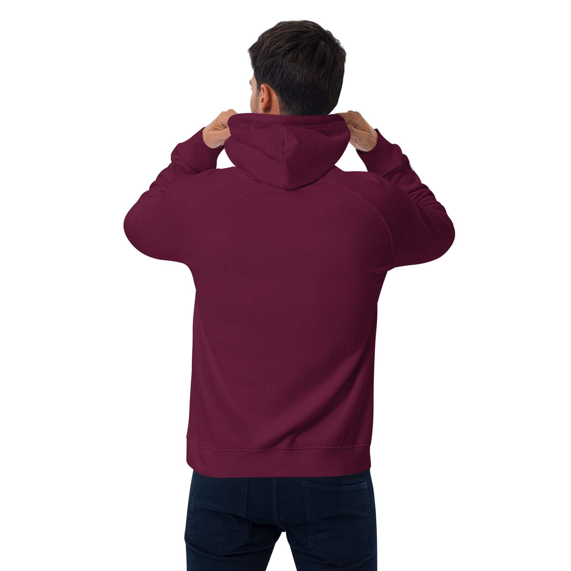 Walk by Faith: Men's Organic Cotton Hoodie in Burgundy - Faith-Mark