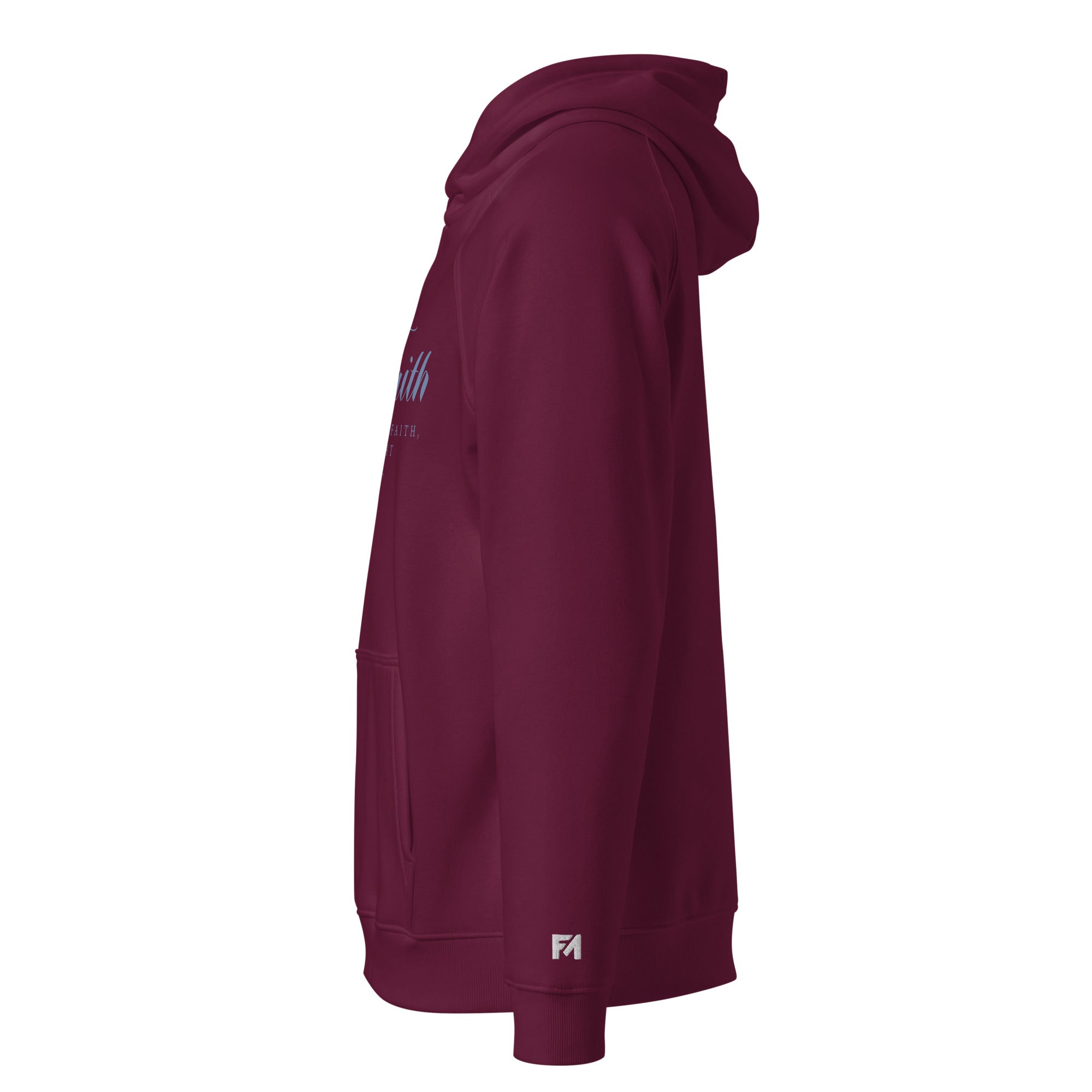 Walk by Faith: Men's Organic Cotton Hoodie in Burgundy - Faith-Mark