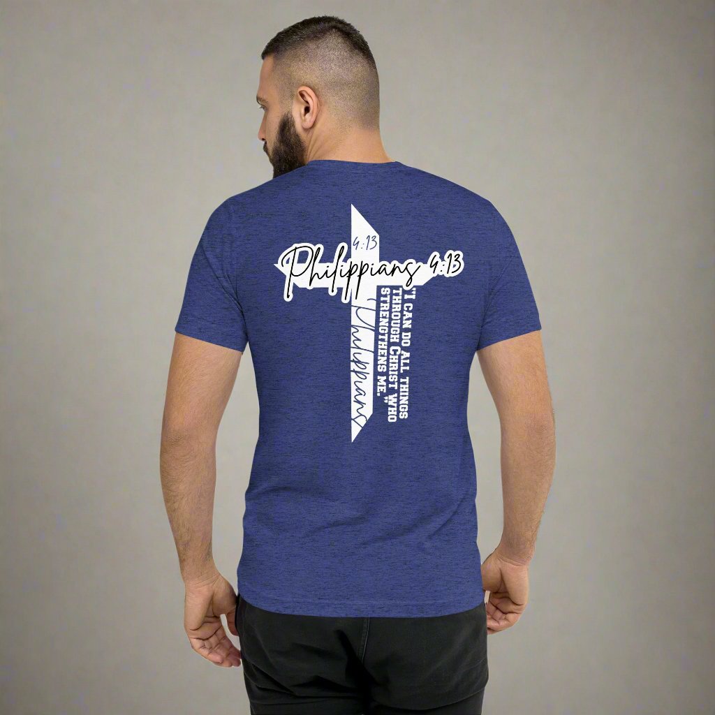 Strength in Christ: Men's Philippians 4:13 Triblend T-Shirt - Faith-Mark