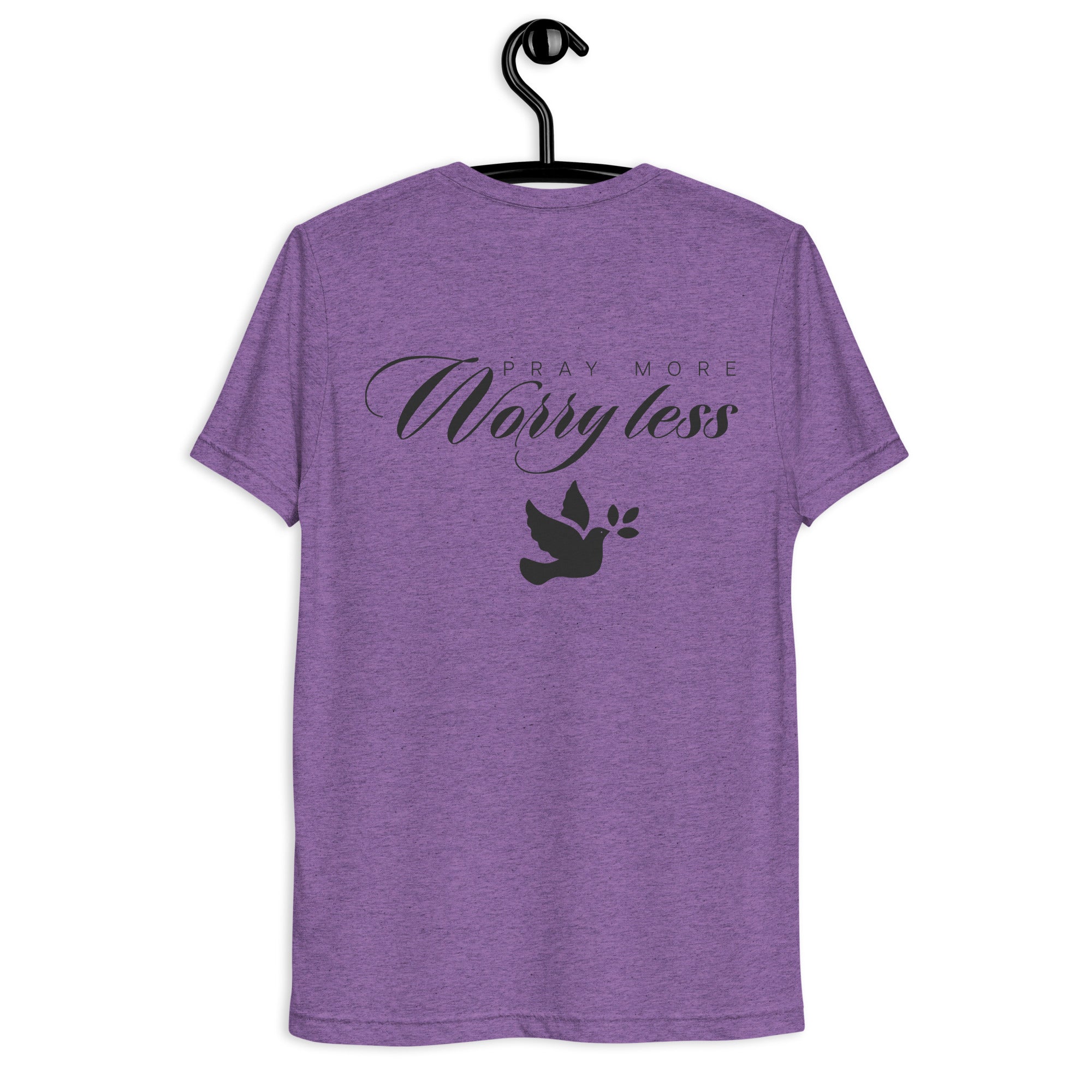 Pray More Worry Less: Women's Triblend T-Shirt in Purple - Faith-Mark