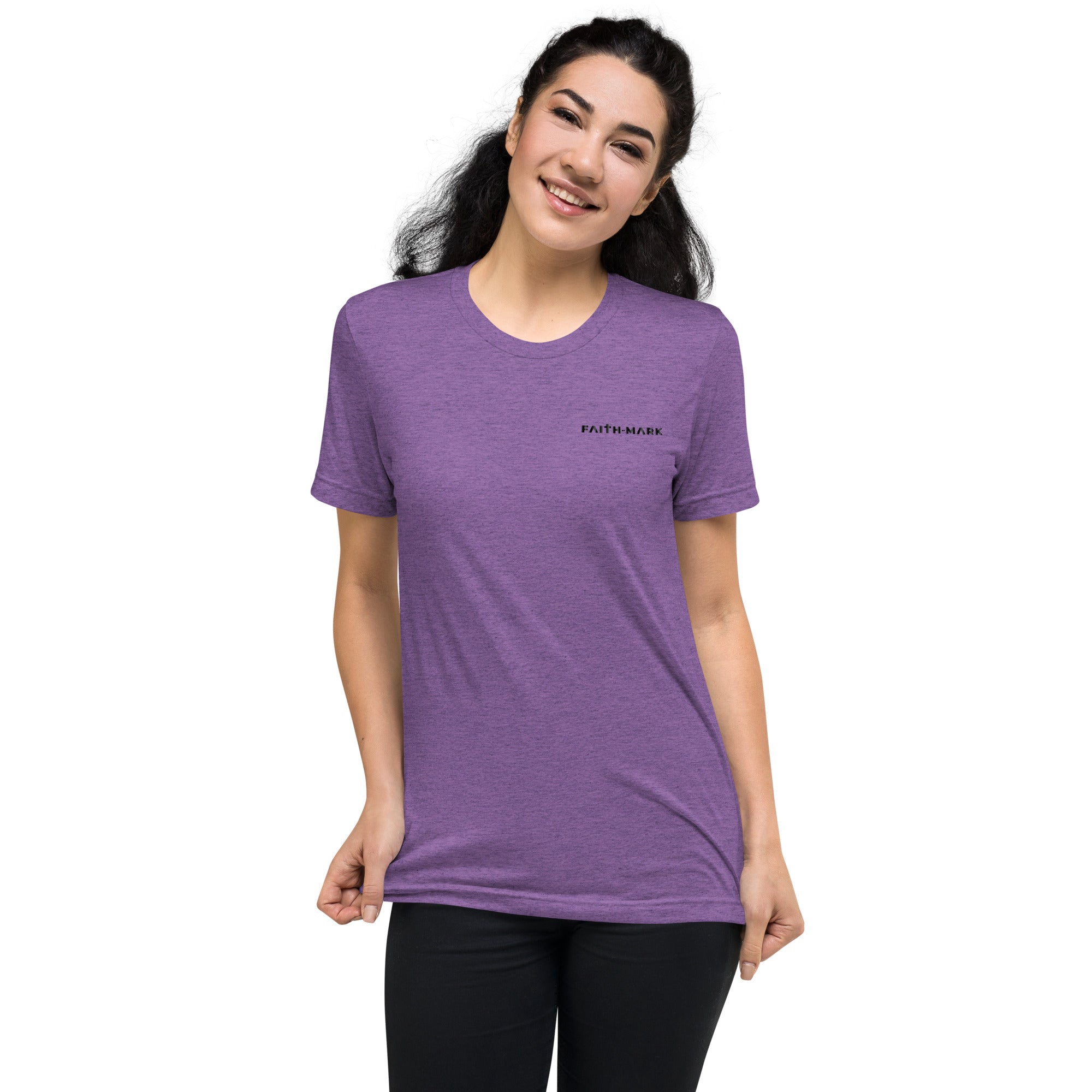 Pray More Worry Less: Women's Triblend T-Shirt in Purple - Faith-Mark