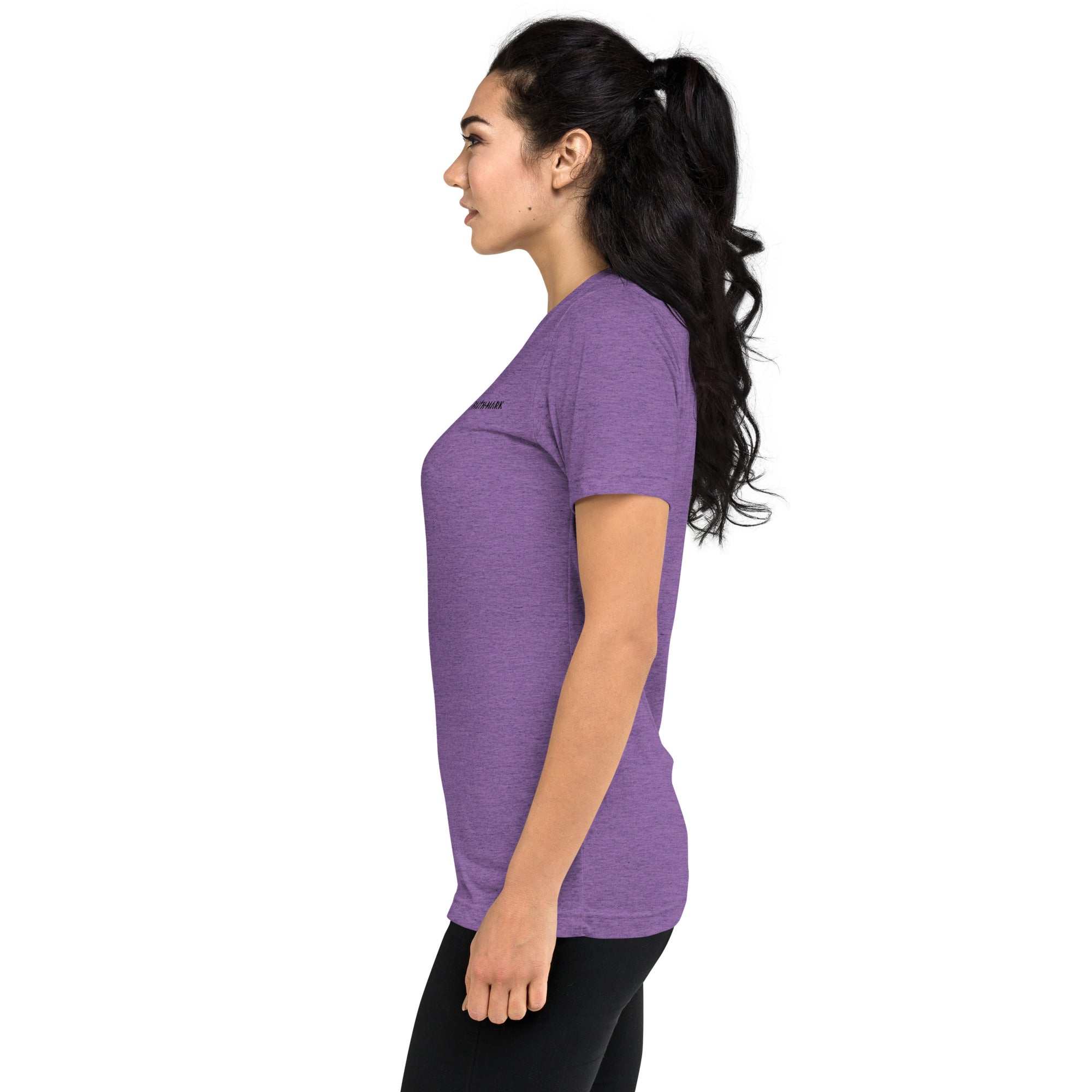 Pray More Worry Less: Women's Triblend T-Shirt in Purple - Faith-Mark