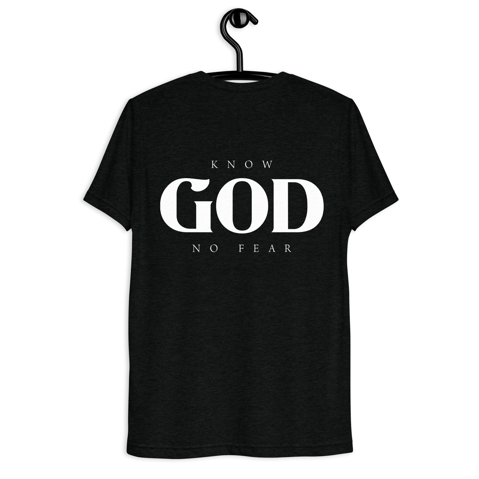 Know God, No Fear: Men's Triblend T-Shirt in Black - Faith-Mark