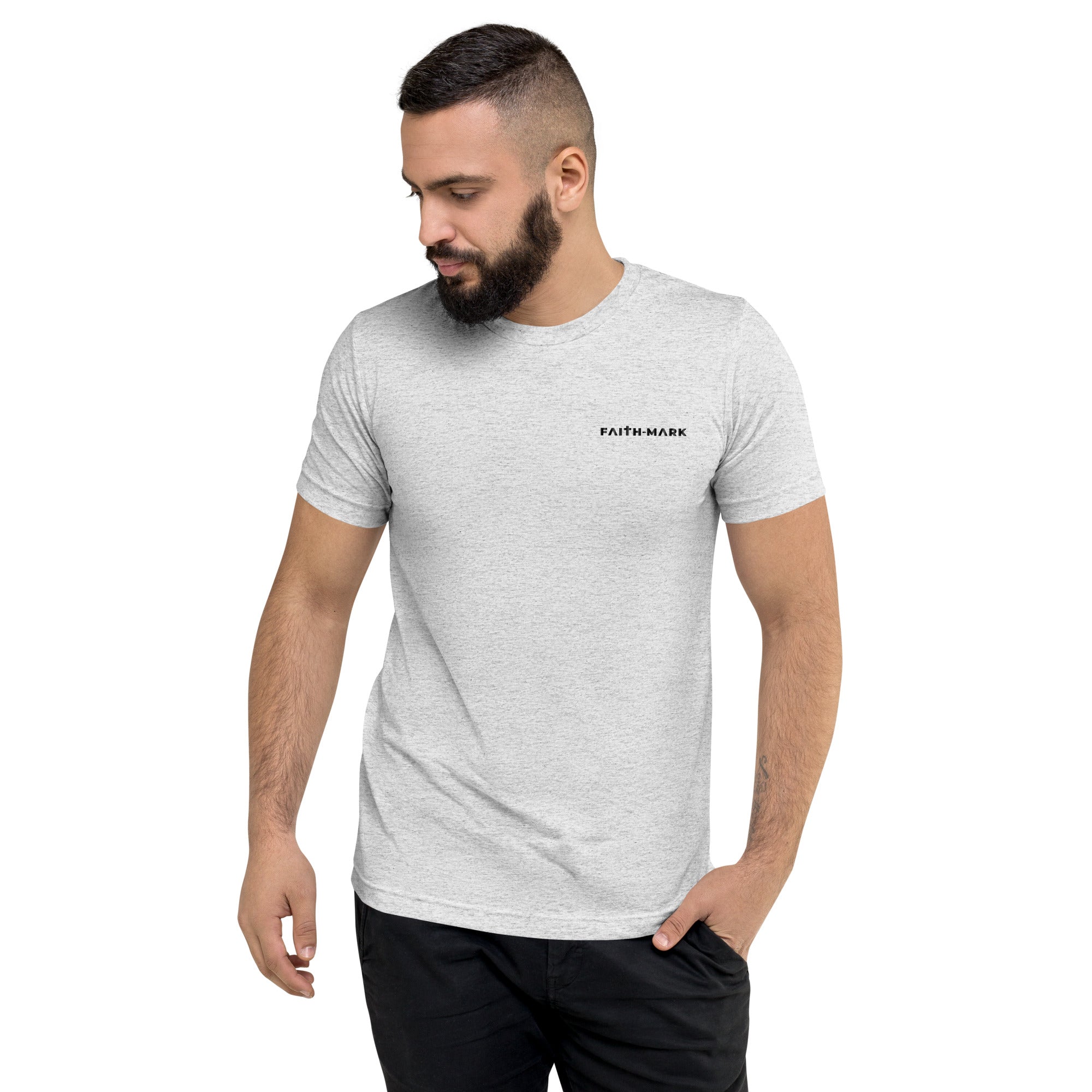 Mustard Seed Faith: Men's Triblend T-Shirt in White - Faith-Mark